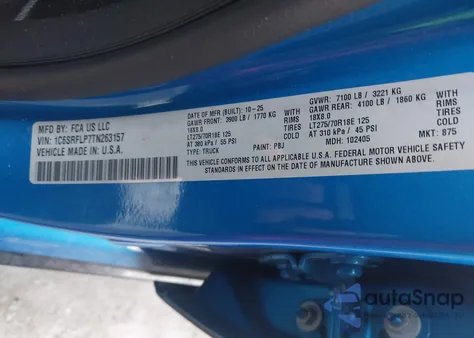 2026 Ram 1500 Rebel 4X4 5'7 Box from USA, damaged, VIN 1C6SRFLP7TN263157